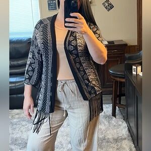 Black and Gray Patterned Women's Sweater